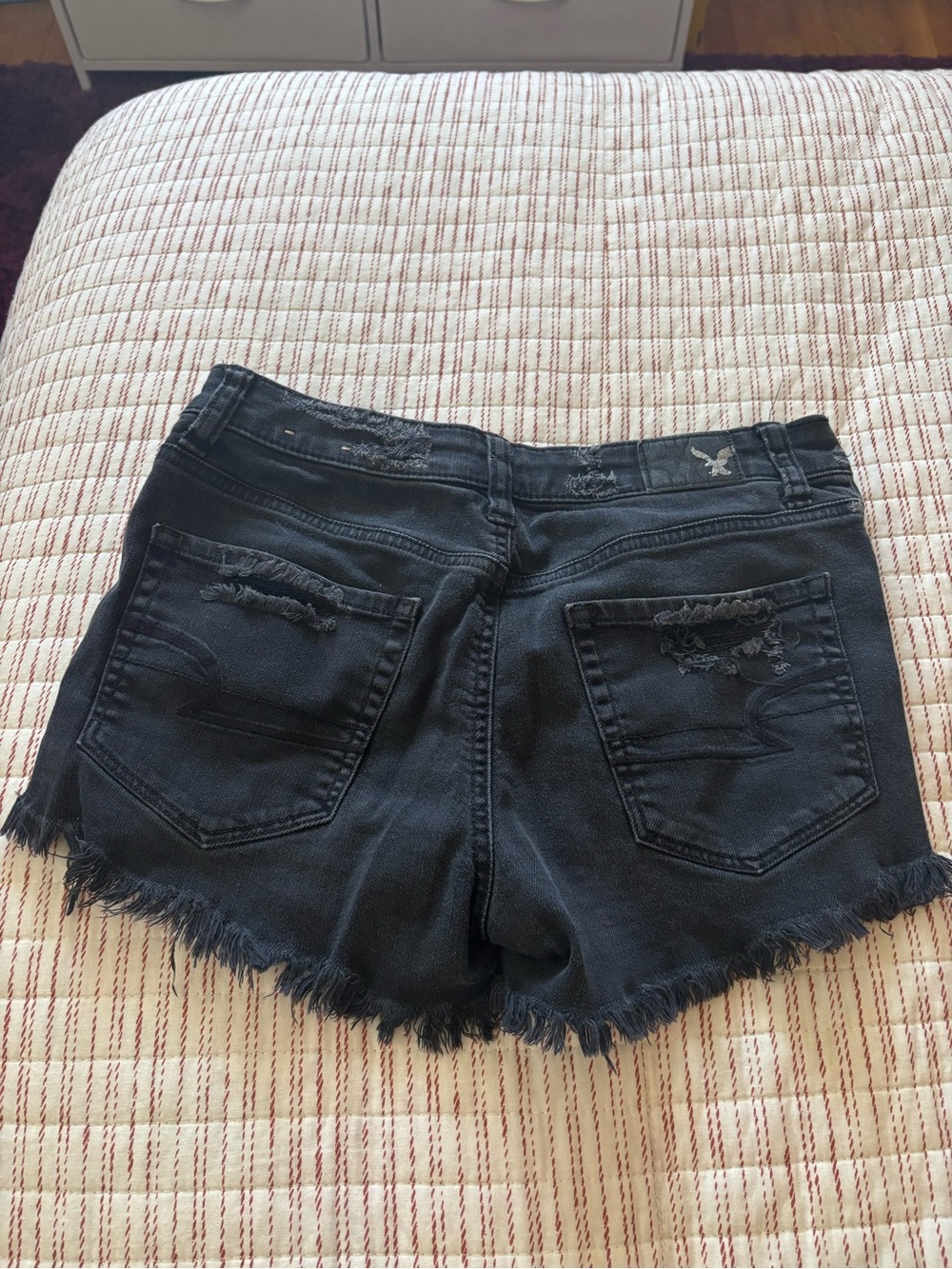 American Eagle Outfitters Black Frayed Denim Cutoff Shorts